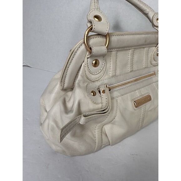 Rare Y2K Isabella Fiore  Leather Handbag Satchel Cream Ruffle Detail Gorgeous - Picture 8 of 14